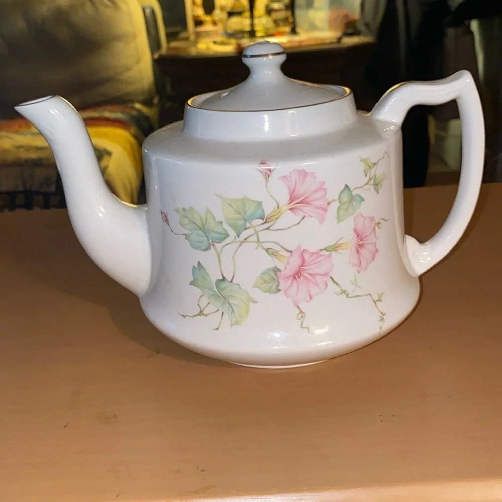 Vintage James Kent Old Foley Staffordshire Teapot  Floral Swirl Gold